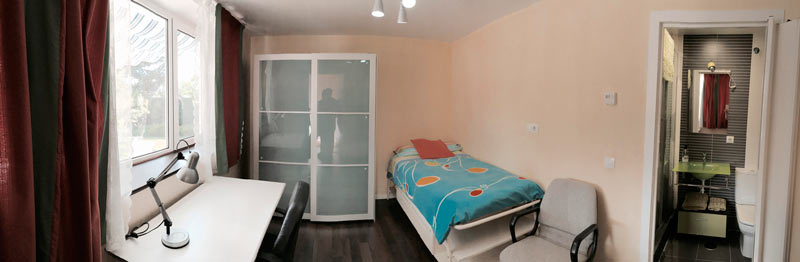Habitación individual con baño privado en residencia de estudiantes en Villaviciosa de Odón